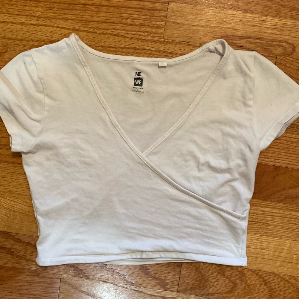 PacSun Cream Wrap Crop Top